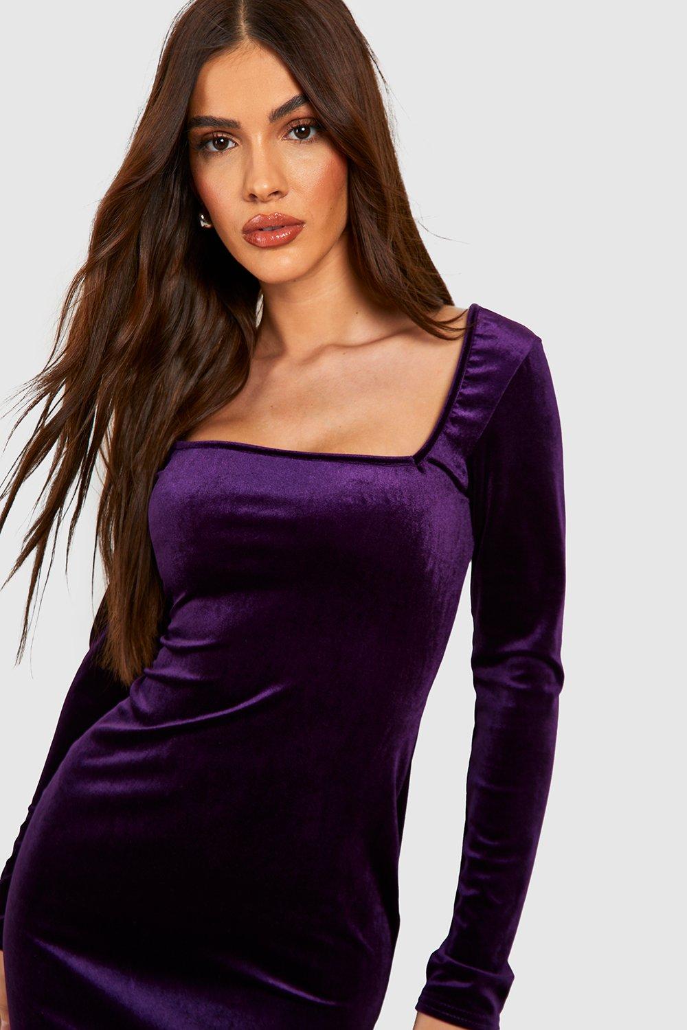 Square neck outlet velvet dress